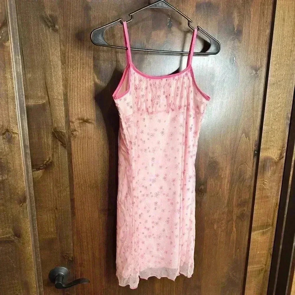 Vintage Cupid USA mesh floral pink mini dress Size 13/14 Women’s Large - Picture 2 of 8